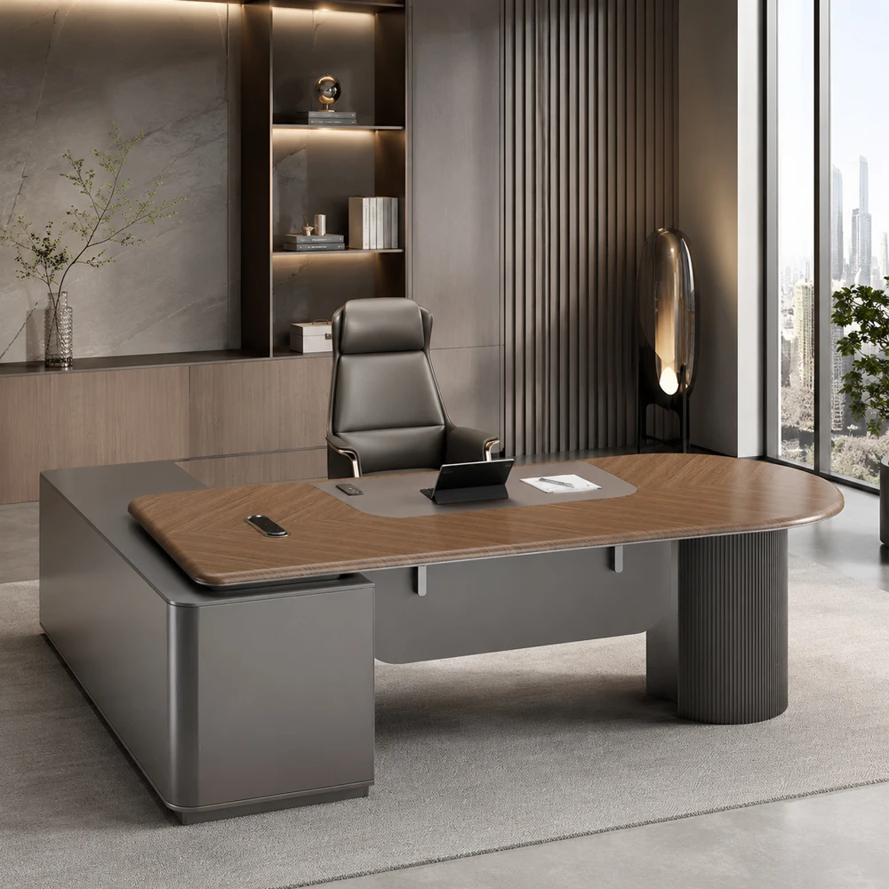 Modern Executive Boss Office Desk With Chair Set Manager President Desk Commercial Office Furniture