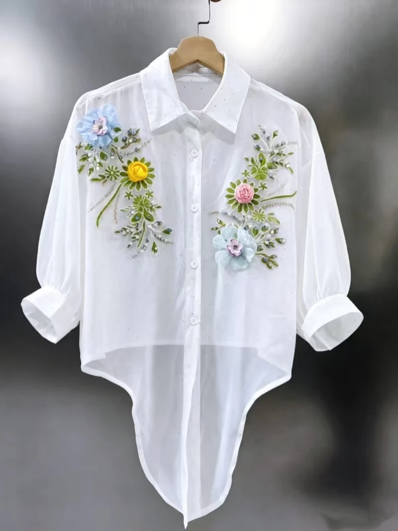 High-end Full Body Sparkle Sequins Sunscreen Blouses Shirts for Women Cardigans Spring Summer Crop Top Party Shirt Clothes