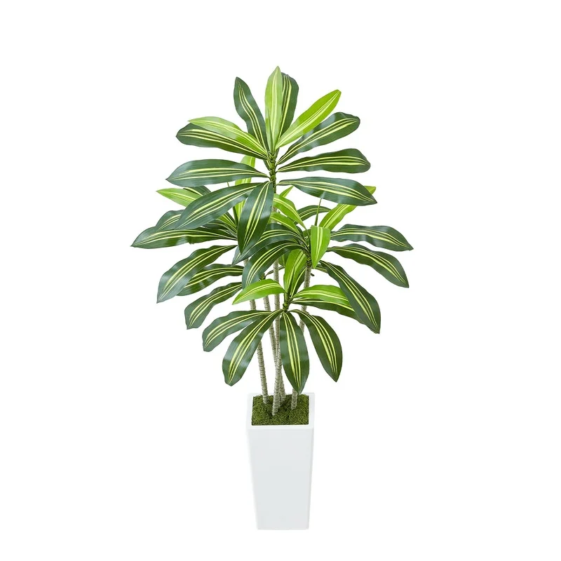

5ft Artificial Dracaena Tree with White Planter, Lifelike Faux Palm for Indoor Home Office or Living Room Decor
