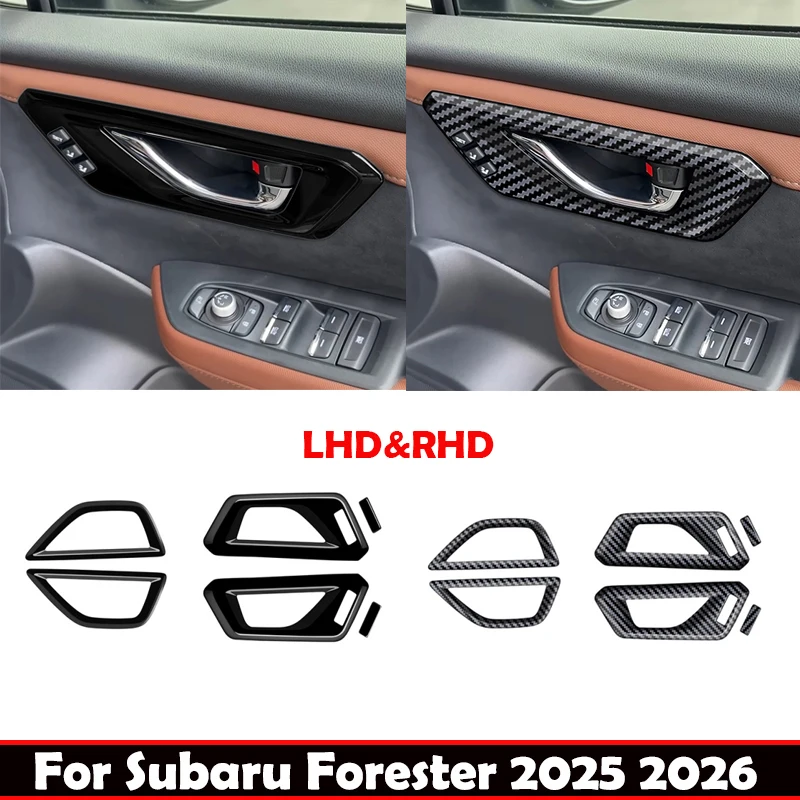 

LHD RHD For Subaru Forester 2024 2025 2026 ABS Carbonfiber black Car Inner Door Handle door Bowl cap Covers Interior Accessories