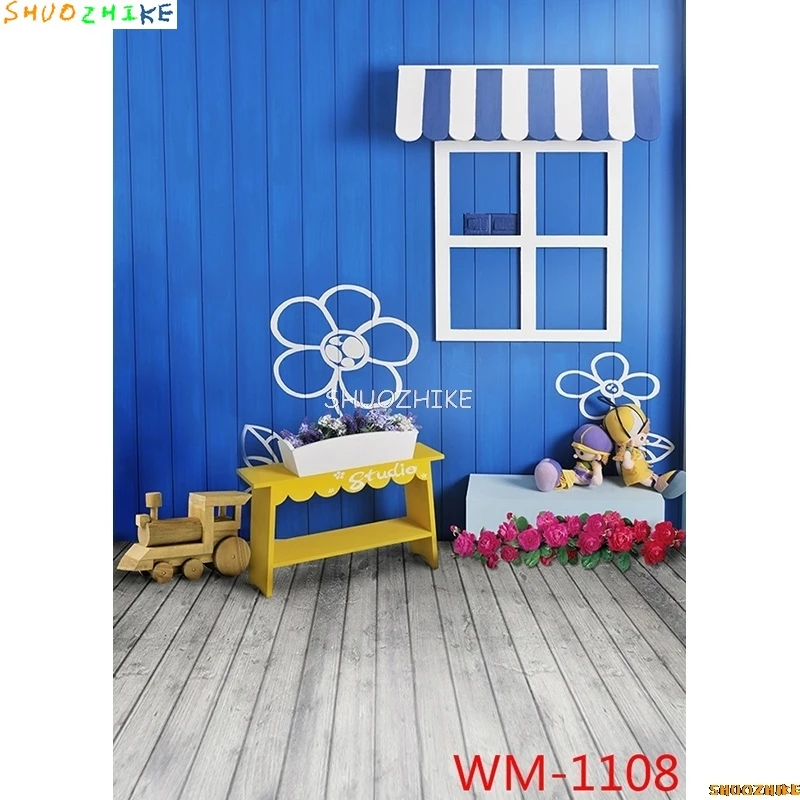 SHUOZHIKE الأطفال عيد ميلاد خلفيات للتصوير الفوتوغرافي الكرتون داخلي الزهور الطفل صورة صور خلفية استوديو الدعائم ZLSY-15