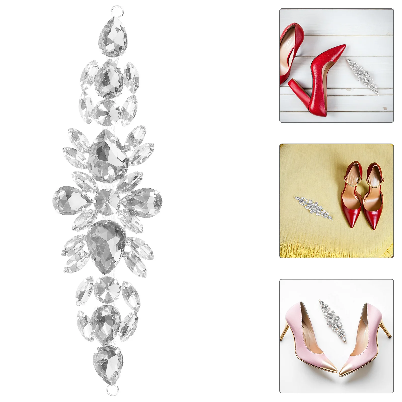 

2Pcs Bridal Rhinestone Floral Applique Crystal Flower Embellishments for Wedding Dress Shoes Accessories Floral Wedding Applique