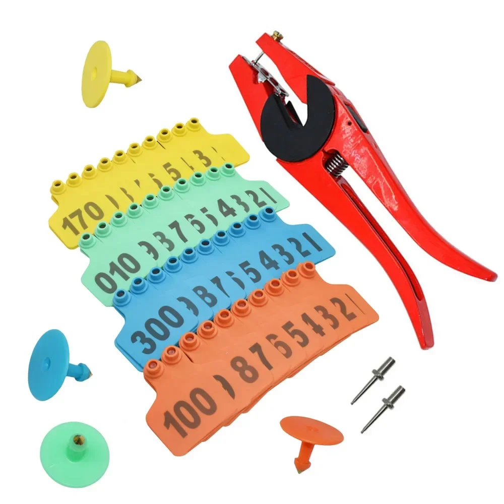 

Cattle Tag With Livestock 2Pcs Pliers Tags Pins For Animals Applicator Ear Marker 1-100 Kit Identification Tagger