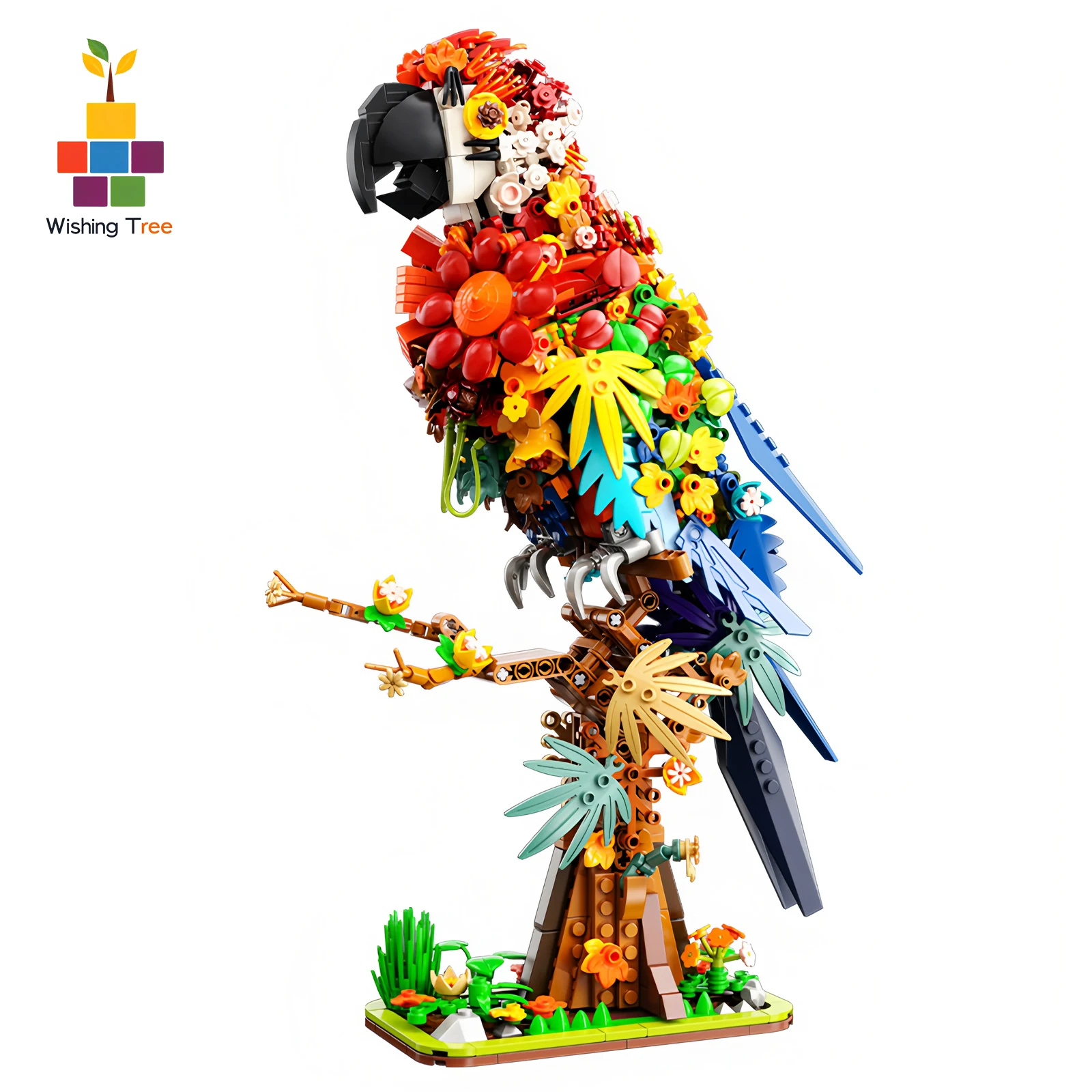 Kit di costruzione creativo di mattoni per pappagalli Serie di fiori di animali Modello di assemblaggio fai-da-te Giocattolo educativo Regalo per la decorazione della casa dei bambini