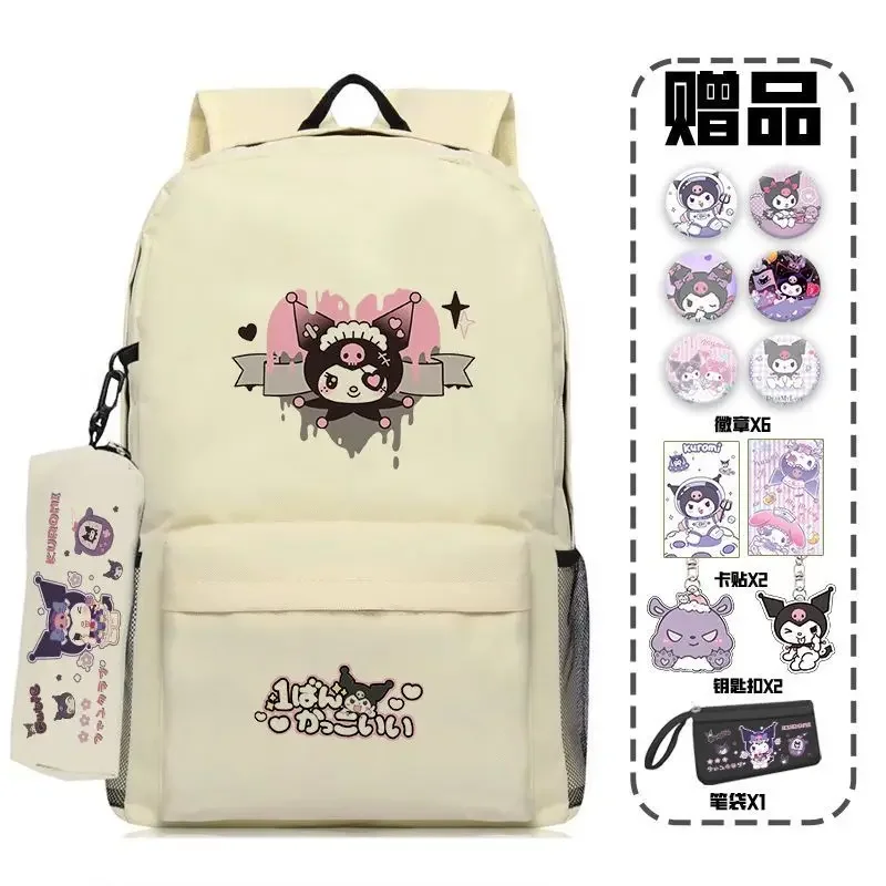 Kuromi Sanrio Backpack School Bag Kawaii Backpack Girl Campus Backpack Mochilas Aestethic Comes with Pencil Case and Pendant