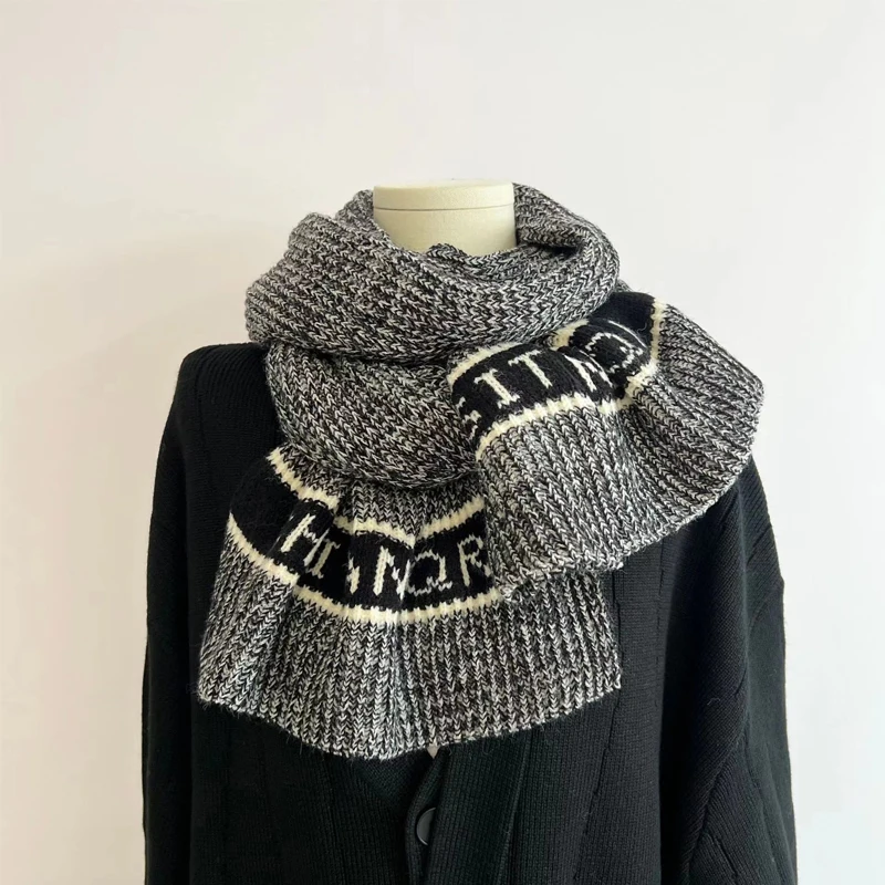 

Fashion Vintage Letter Knit Acrylic Cashmere Scarf Winter Warm Long Shawl Versatile Women Men Neckerchief Lovers Gifts