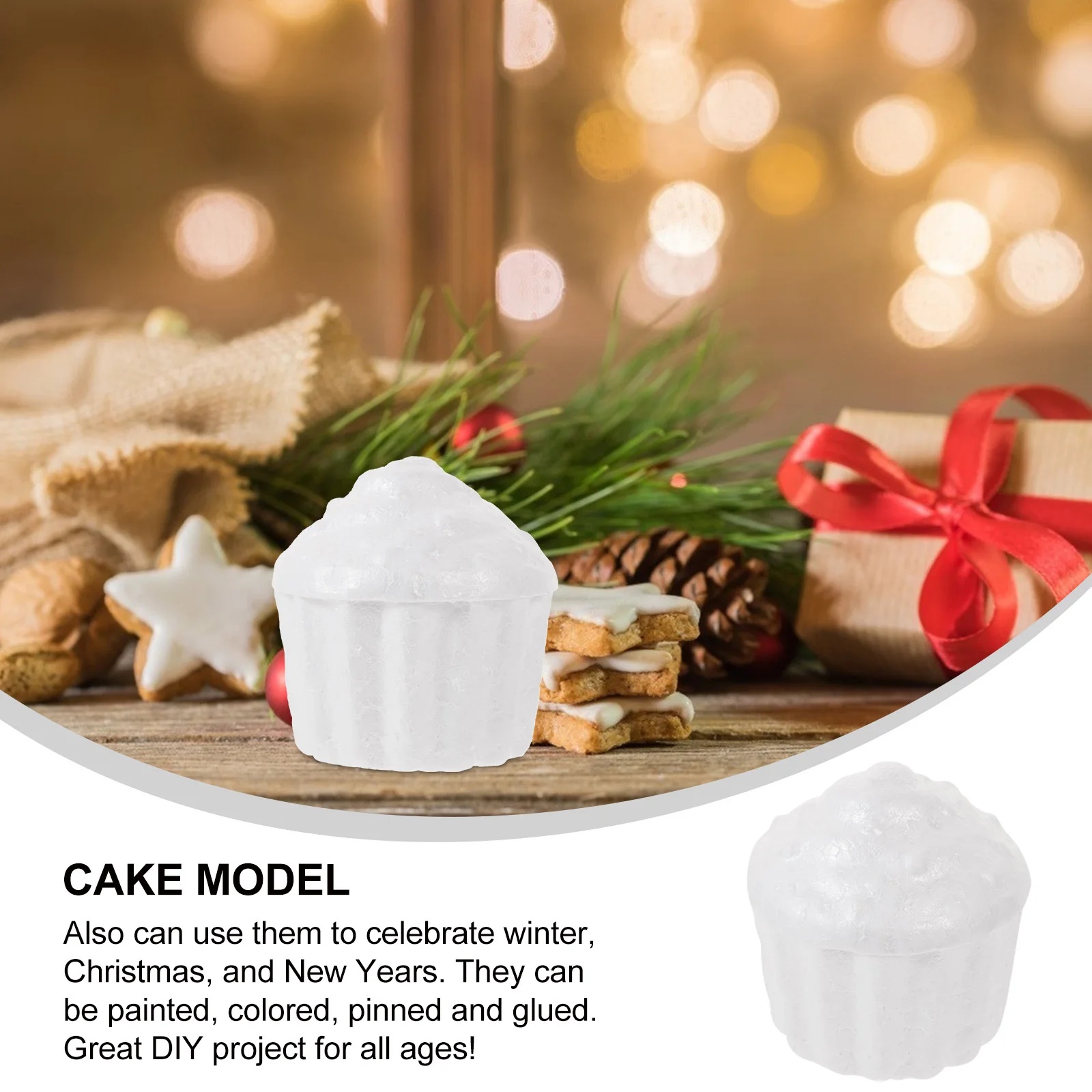 10 قطعة 7.8 سنتيمتر الأبيض رغوة كعكة الحرفية للأطفال دهان داي تزيين التعليمية الفن مشروع حلية نشاط عيد الميلاد #3