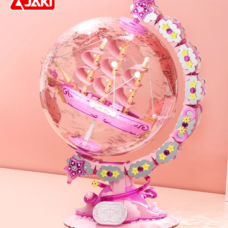 

Pink Globe Sailboat Model Starry Sky Themed Exquisite Collectible Toy Girls Birthday Gift For Girlfriend