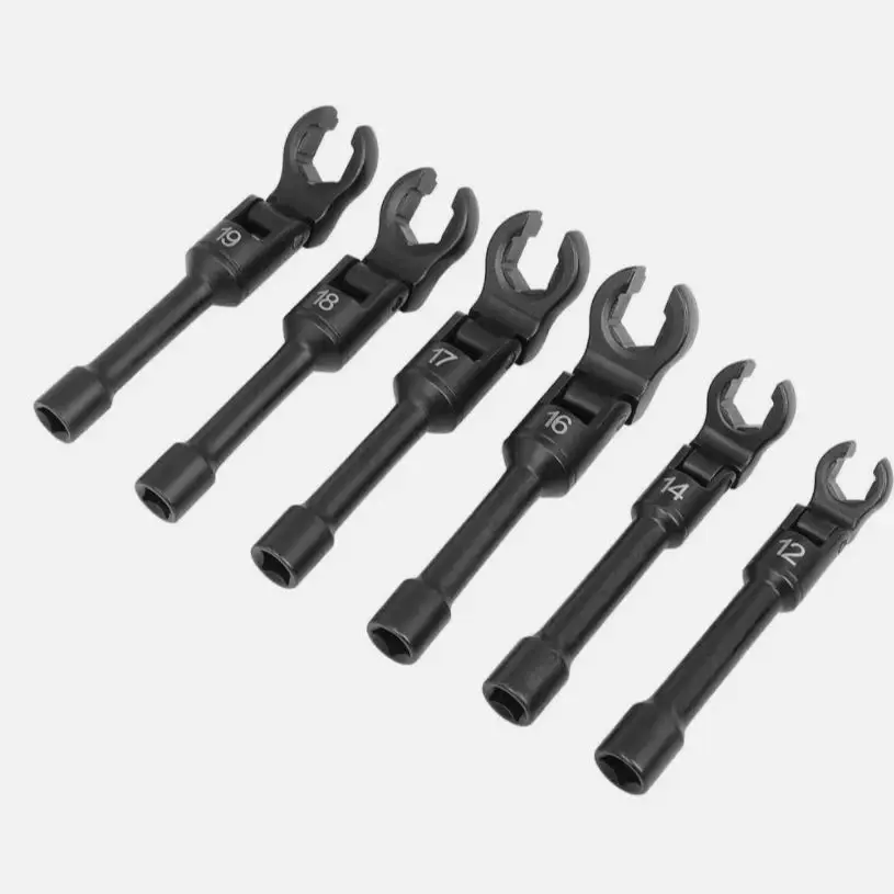6pcs Hexagonal Open-End Wrench Set, Oil Pipe Removal Socket Wrench, Auto Repair Tools 12mm-19mm