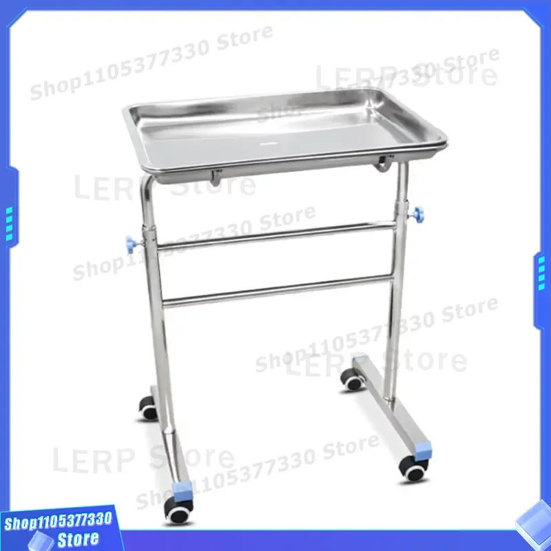 Stainless Steel Medical Trolley Adjustable Hospital Tray Cart for Clinic Nursing Home Healthcare Equipment Mobile Service