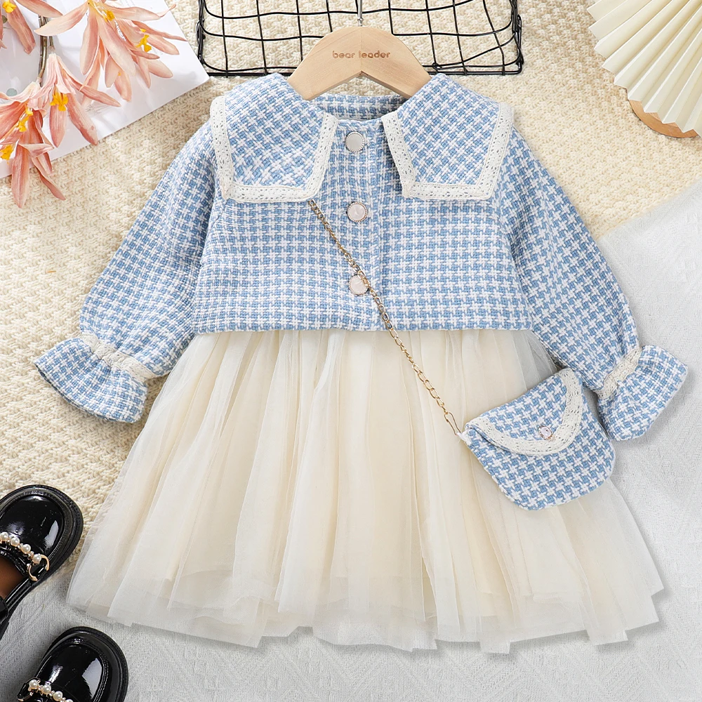 Girls Sweet Outfit Sleeveless Dress + Turn-down Collar Coat 2 Pcs Set Kids Fashion Party Cute Clothes 2-6 Years
