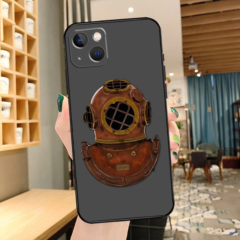 Scuba Tauchen Taucher Telefon Fall Für iPhone 16 Pro Max 14 13 12 11 15 Pro Max mini XR 15 16 Plus 16e Abdeckung Coque