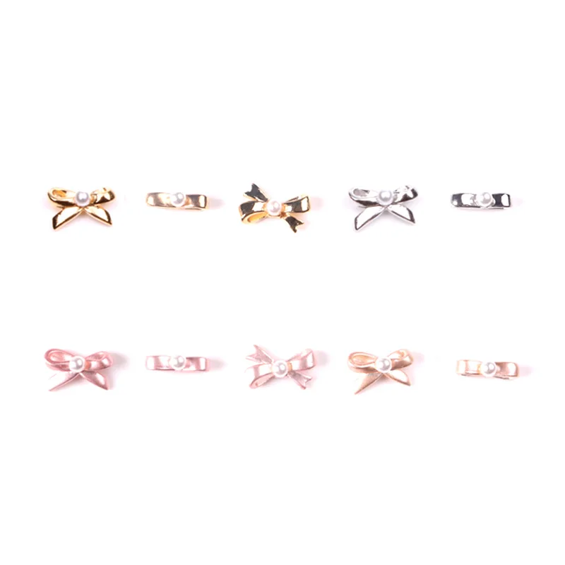 10 ชิ้น/ล็อตบัลเล่ต์ผีเสื้อโบว์เล็บโลหะ DIY เล็บ Charms 3D ตกแต่งเล็บ Perfect Nailart