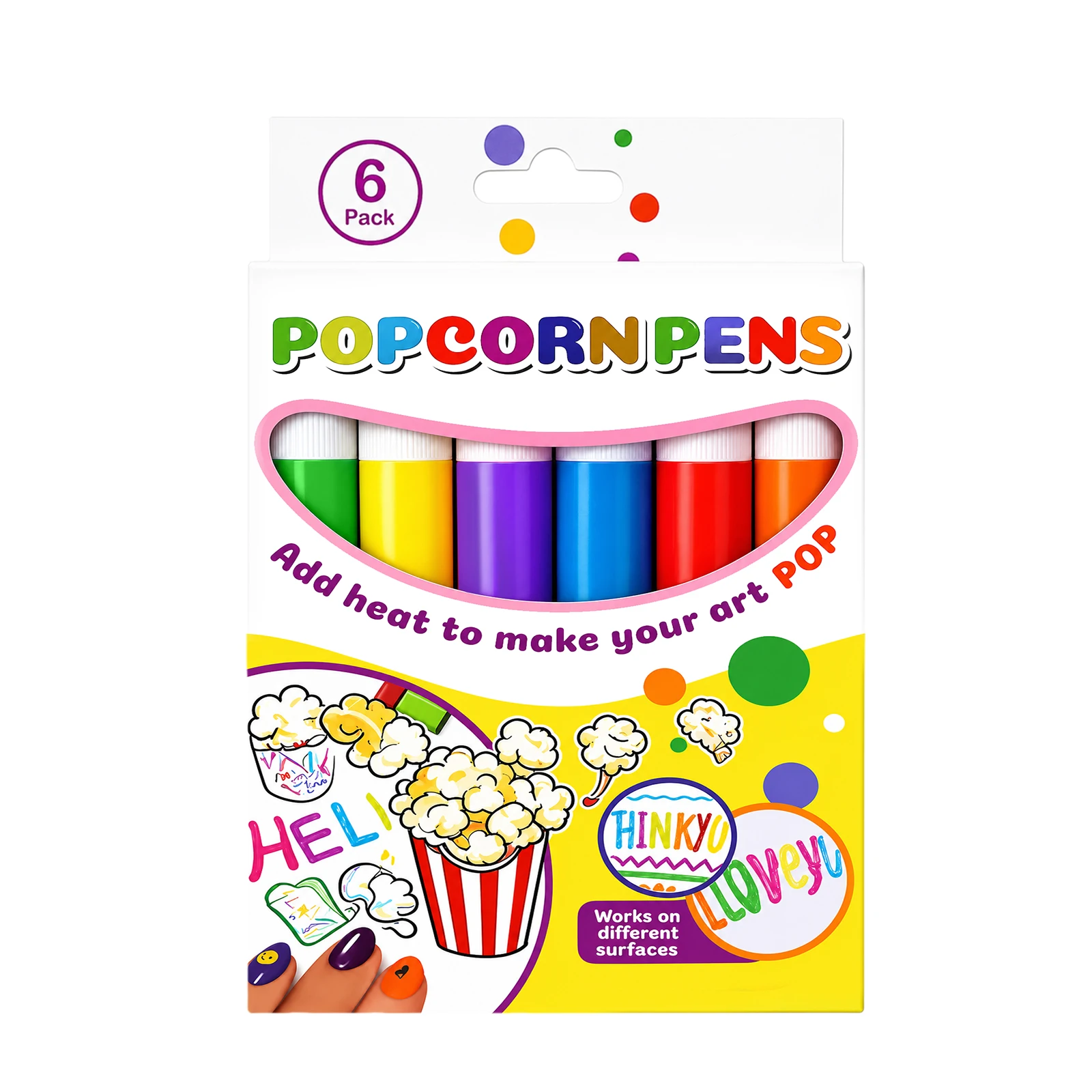 3D Popcorn Pen, Heat Activated Bubble Painting Marker, Non Smudge Smooth Ink, Multi Surface DIY Art Pen, Kids Handmade Craft Supplies
