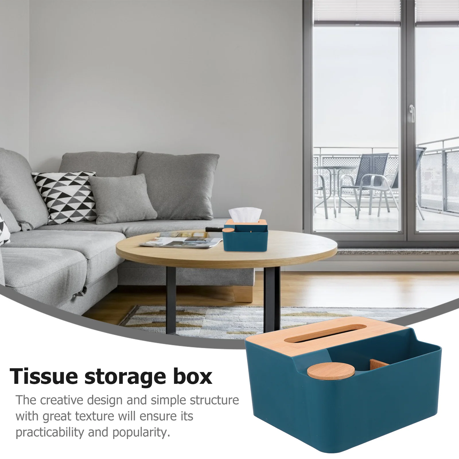 Boîte à mouchoirs en plastique et bois, 1 pièce, boîte de rangement multifonction pour télécommande, pour bureau, salon, bureau, boîte de rangement de mouchoirs