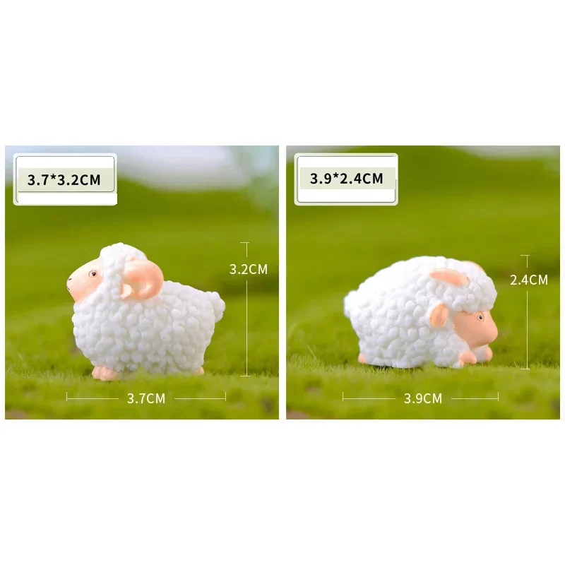 1PC Animal Miniature Resin Simulation Sheep Figurines for Terrarium Accessories DIY Fairy Garden Plants Succulents Decor