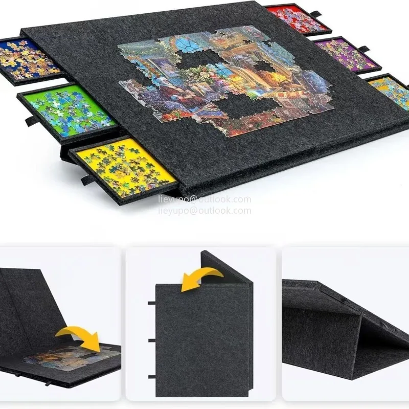 Folding felt puzzle board Portable storage puzzle table 2000 pieces puzzle sorting board Drawer type sorting table