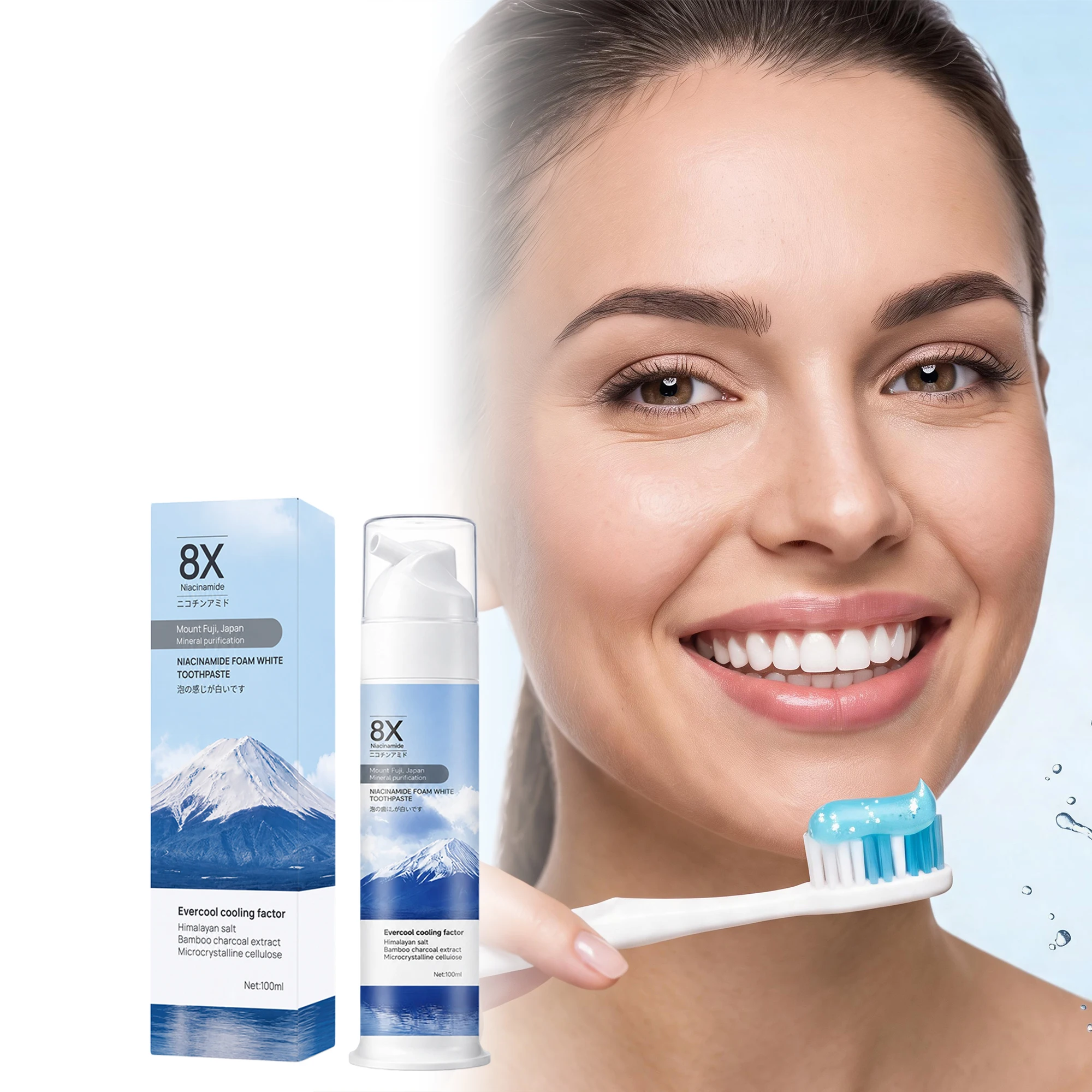 Teeth Whitening Foam Toothpaste - Dentifrice à la niacinamide, mousse riche,