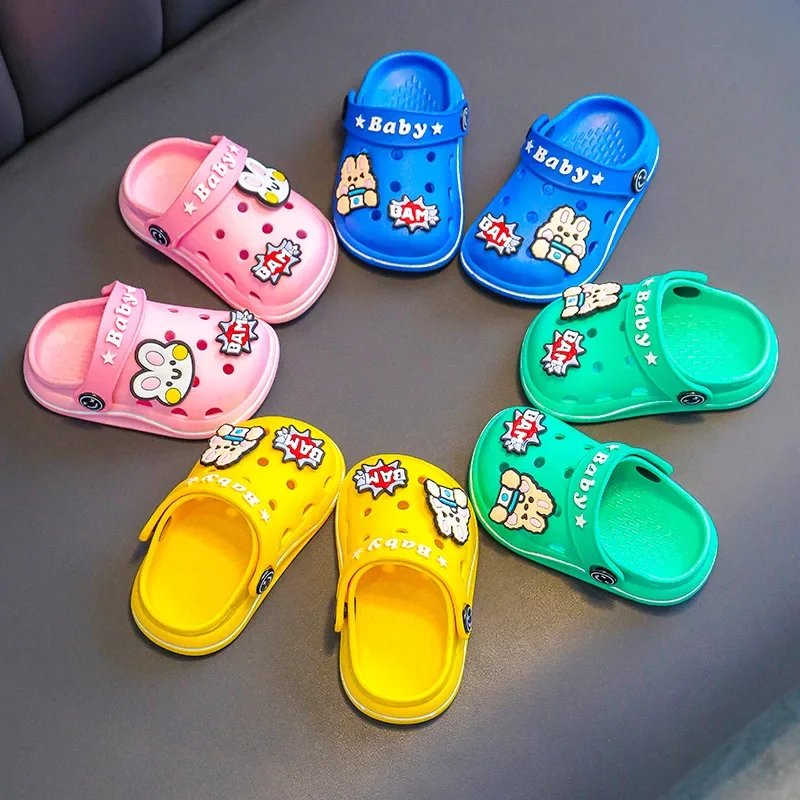 Children Bathroom Slippers Summer Solid Color Anti Slip Soft Sole Kid Slippers 2-8 Years Old Boys and Girls Cute Home Slippers