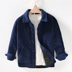 Vintage Corduroy Jacket Men Winter New Solid Color Lapel Multi-pocket Loose Jacket Japanese Retro Casual Cardigan Cotton Coat