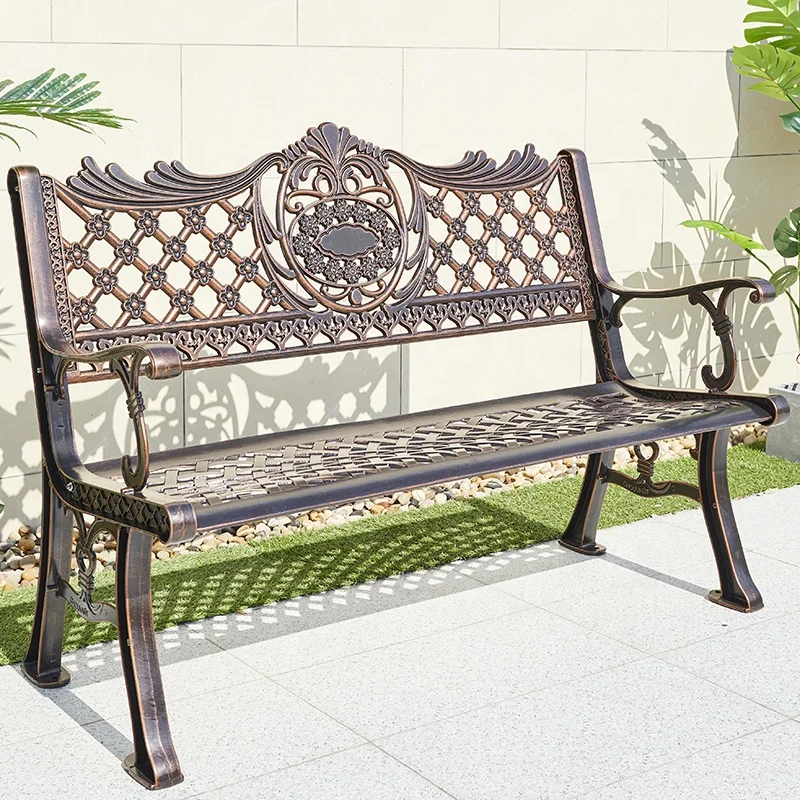 Modern 2 Seater Exterior Garden Patio Furniture Outdoor Front Porch Cast Aluminum Park Benches For Sale