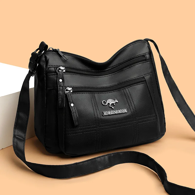 Classic Letter M Design Multi Layer Zipper Pocket Single Shoulder Crossbody Bags for Women Daily Use Work Travel Outing Party