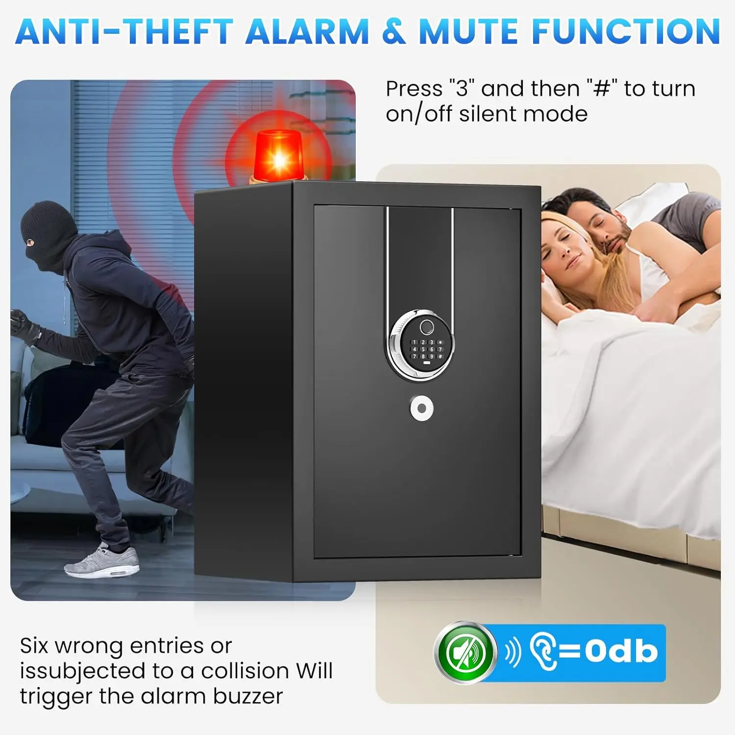 3.0 Cuft Large Biometric Safe Box, Personal Safes for Home Use Fire and Water Proof with Fingerprint Lock, Fireproof Safe with F