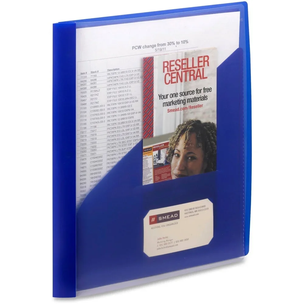 Capa durável para relatório de polipropileno com fixadores de metal, bolso para slash, contém 25 folhas, resistente à umidade, apresentação à prova de rasgos