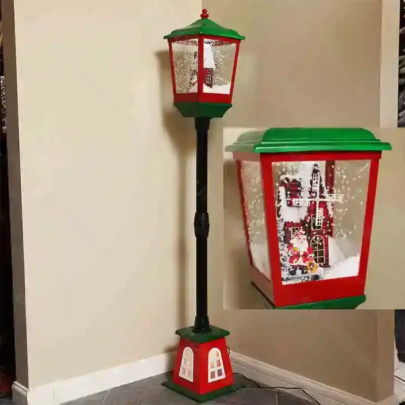 Christmas Decorations Drifting Snow LDE Street Lamp Christmas Tree Santa Claus Doll Decoration Music Light 160CM 110-220V