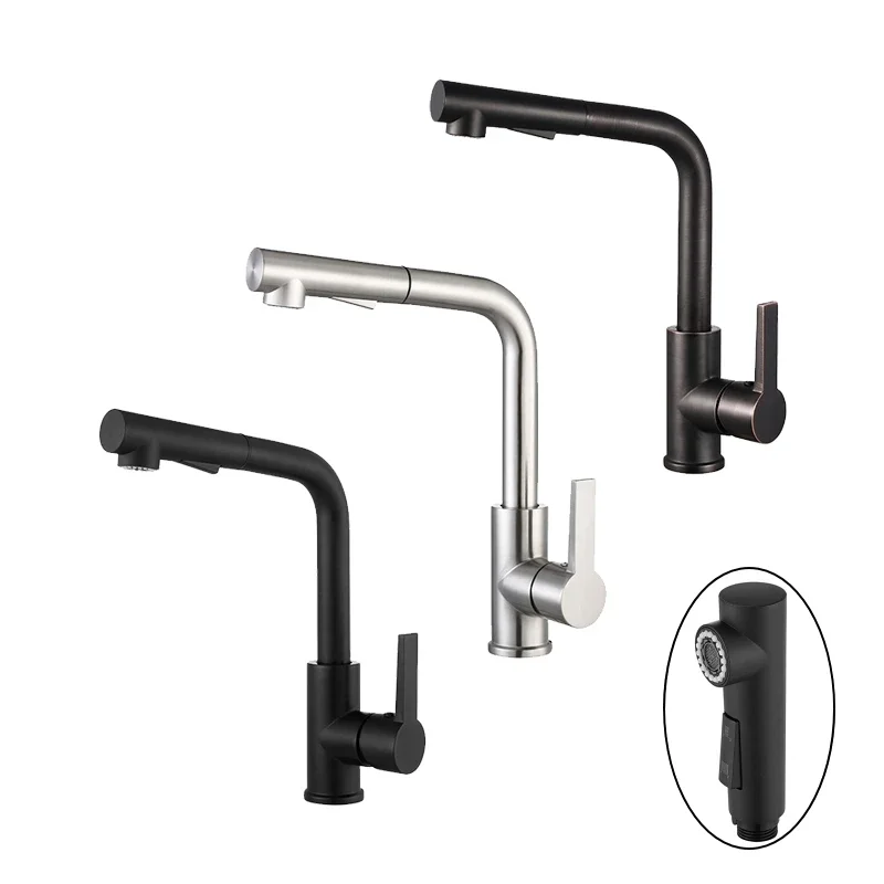 

Kitchen Basin Faucet Pull Out Sink Mixer Tap Bathroom Taps Spray Head Deck Mounted Cold and Hot Mixer Rotatable Water Sink Tap