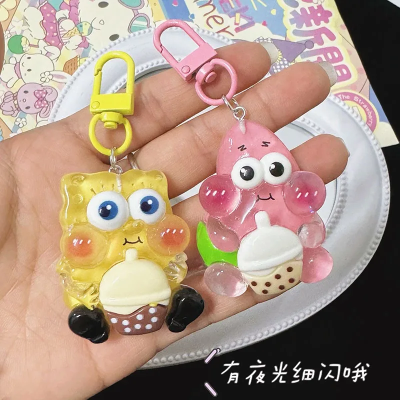 

kawaii Cartoon SpongeBob SquarePants Keychain Cute Star Big Pie Couple Car Bag Keychain
