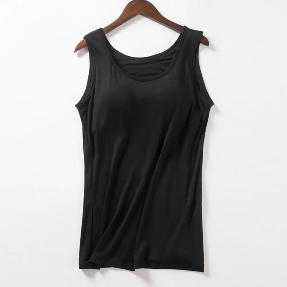 Lightweight Breathable Tank Tops Women’s Vest with Built-in Bra Wide Strap Yoga Tank Top Stretch Fabric Slim Fit for Sleepwear