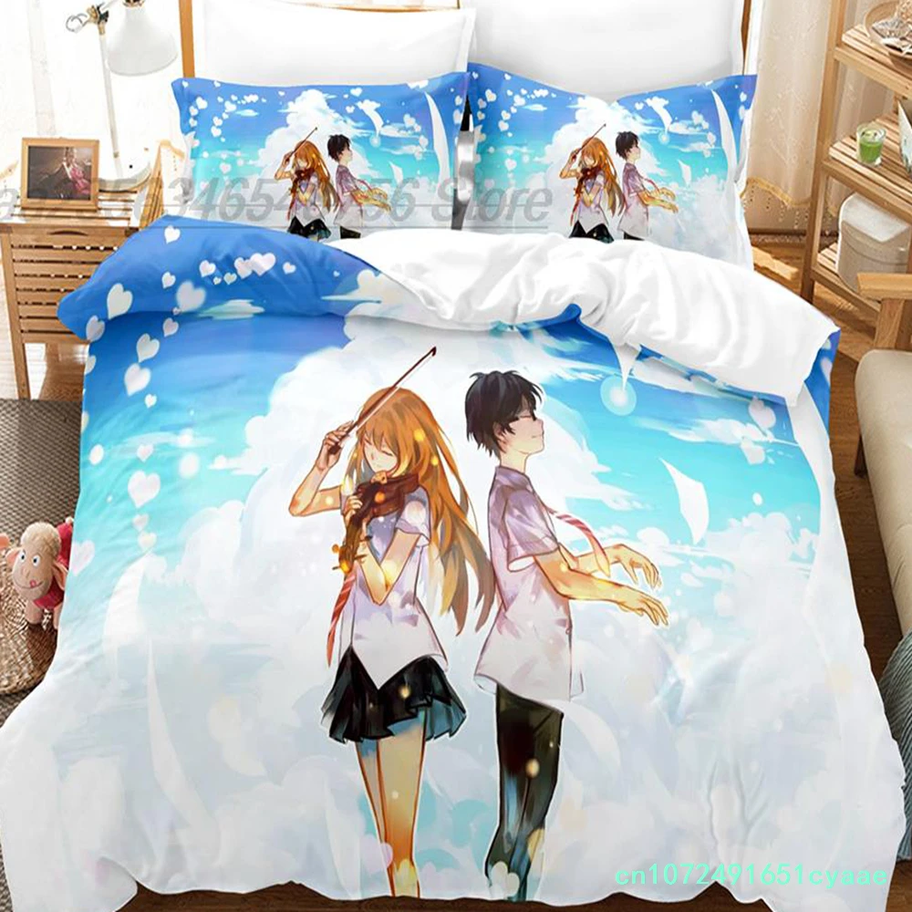 2014 Your Lie In April Bedding Set Single Twin Full Queen King Size Bed Set Teenager Bedroom Duvetcover Sets 3D Roupa De Cama Ca