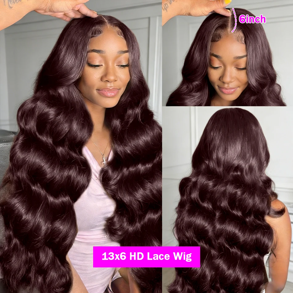 250 Density 32 36 Inch Chocolate Brown 13x6 Human Hair Wigs Hd Lace Frontal Body Wave Brown Wigs Brazilian 13x4 Lace Front Wig image 5