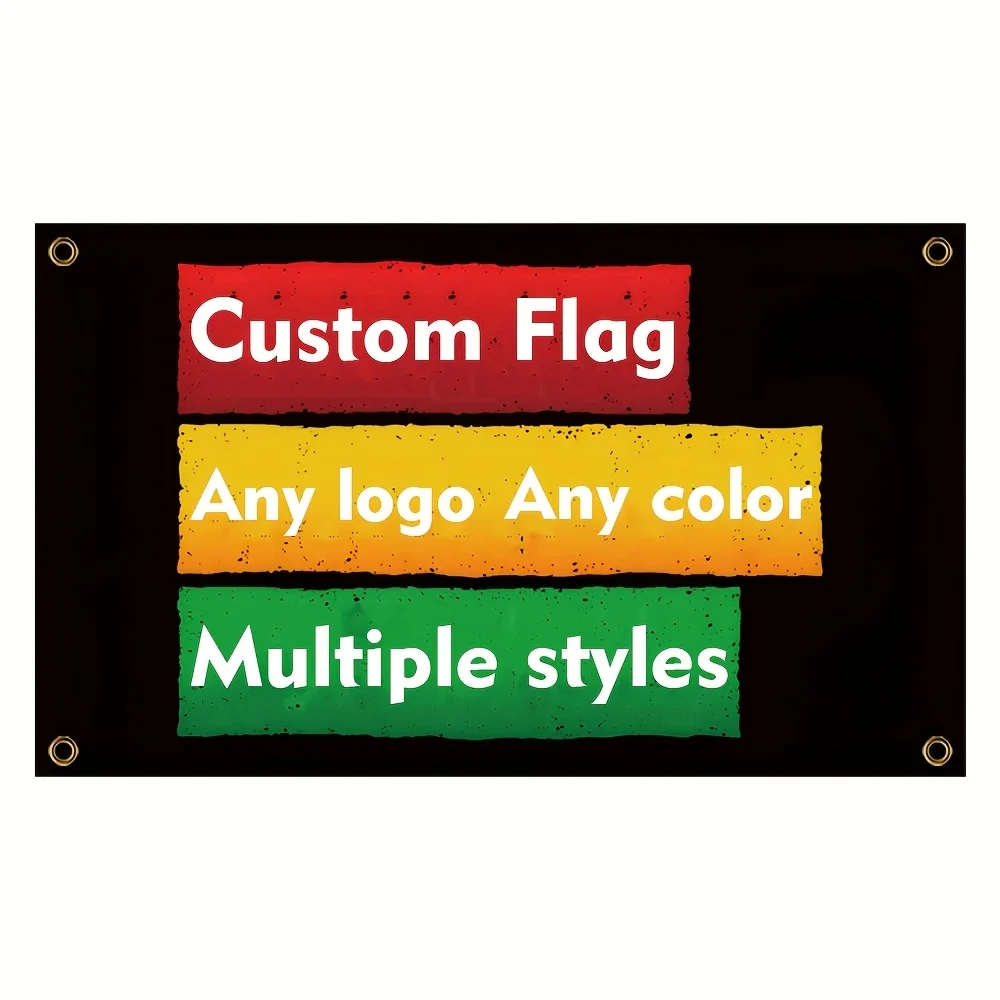 1pc Custom 90x150cm Flag Banner with Your Own Text/Logo/Photo, 3x5 FT Many Styles to Choose, with Brass Grommets for Custom Flag