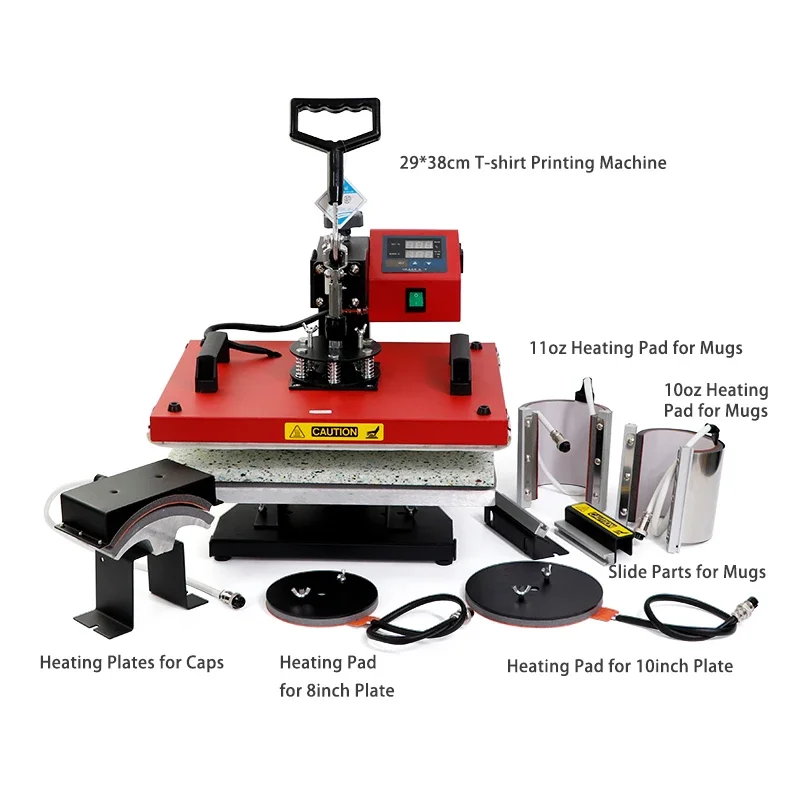 29*38cm Mini Digital Manual Heat Press Machine for T-Shirts Mugs Hats Plates Flatbed Printer 220v