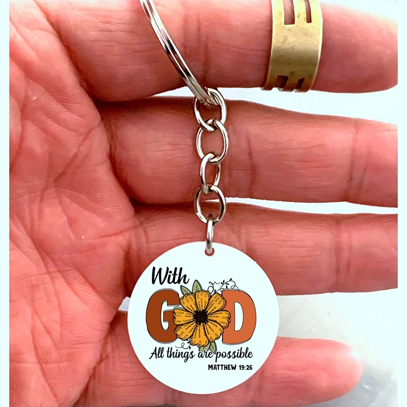 popular With God All Things Are Possible key ring with stainless steel chain never_give_up_your_daydream key chian