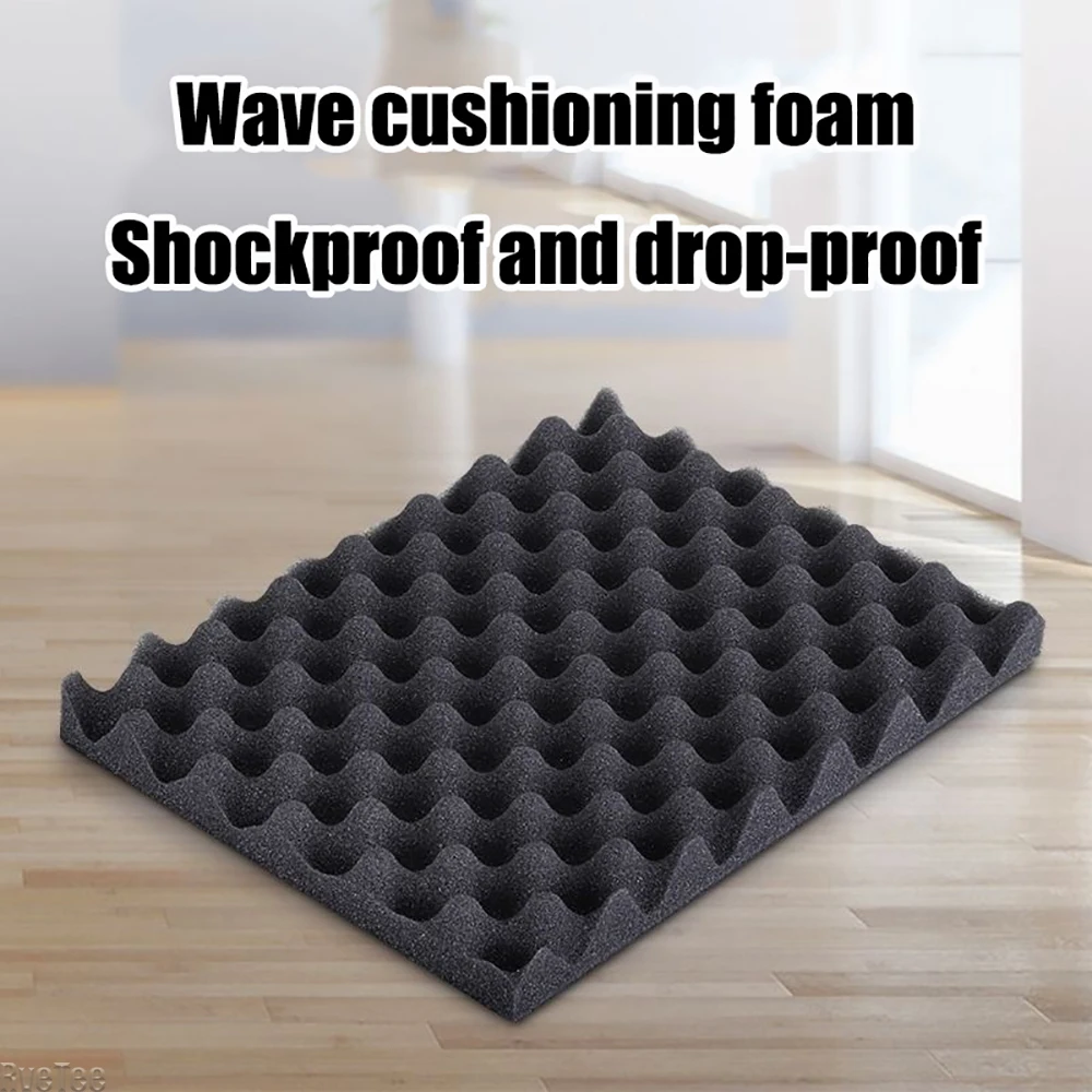 2PCS 30x30cm Toolbox Wave Sponge High Density Foam Shock Absorbing Lining Noise Reduction Sound Insulation Cushion
