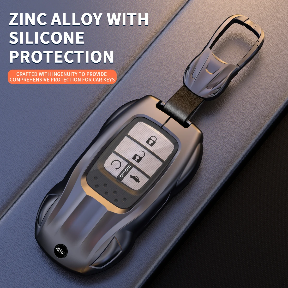 Zinc Alloy Leather Car Key Case Shell Fob For Honda City Turbo Crider XRV 10th Civic Accord Keychain Holder Keyring Accessories