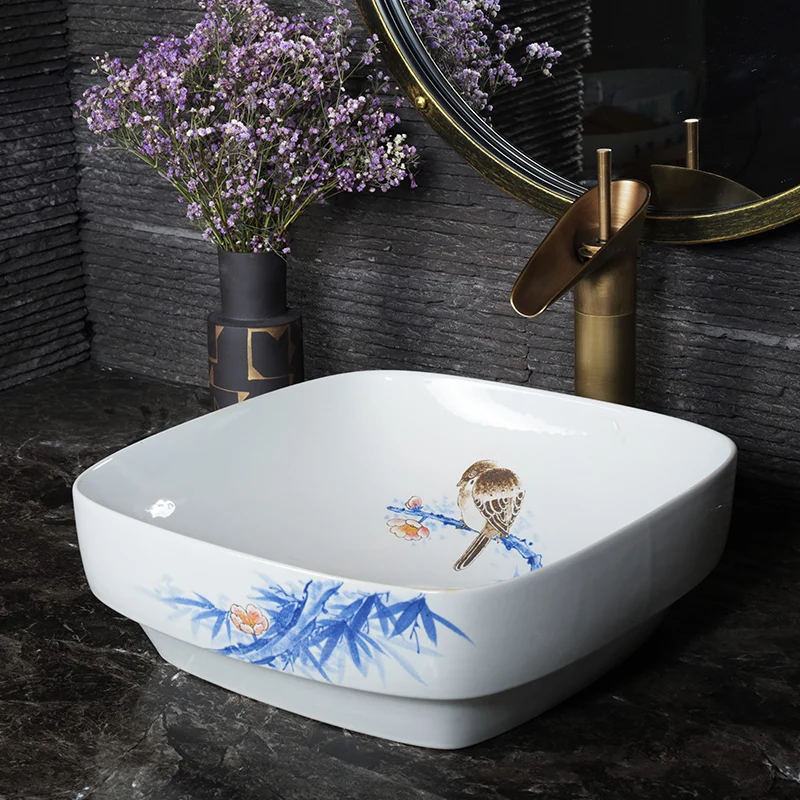 

Artistic Europe Style Counter Top porcelain wash basin bathroom sinks ceramic vessel sink countertop