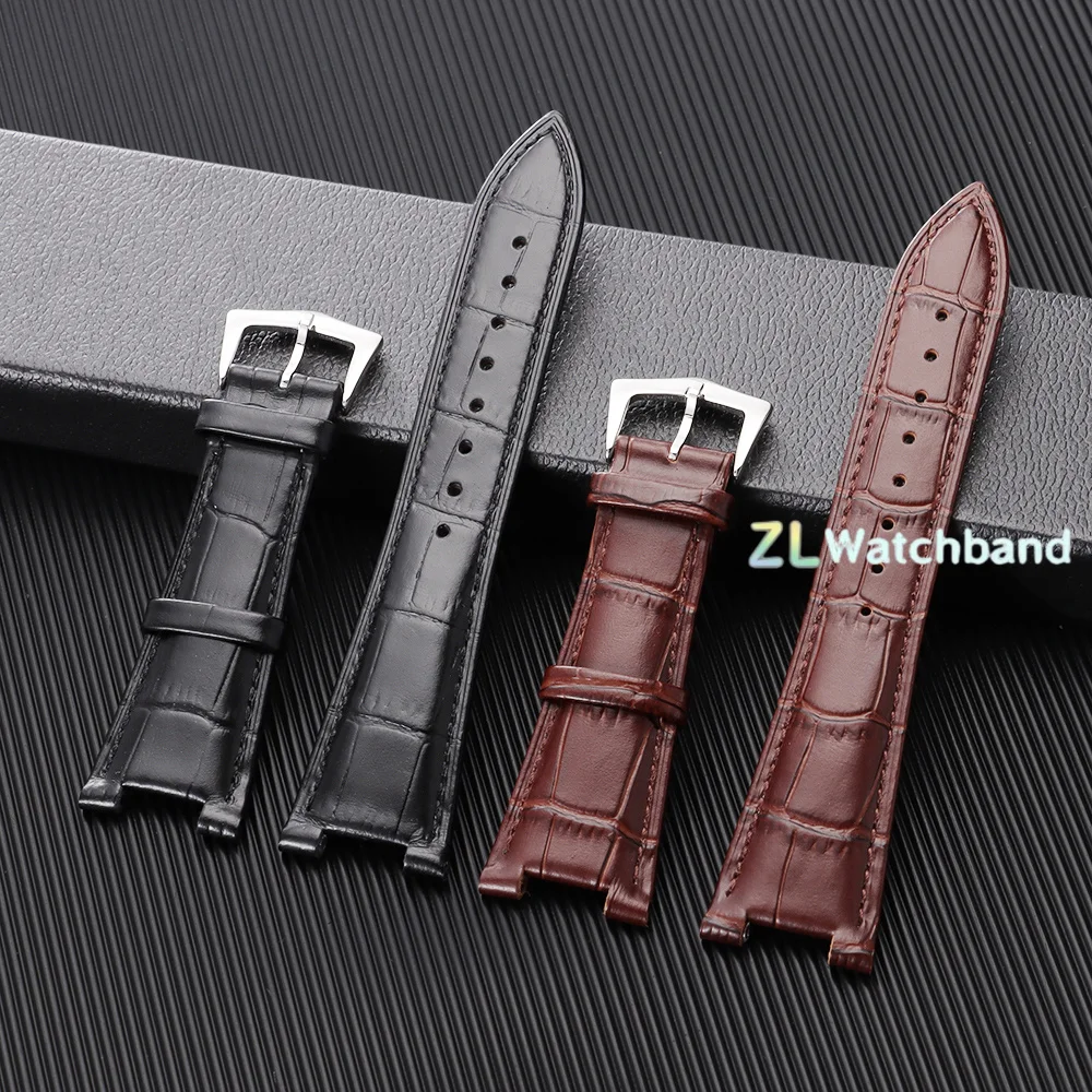 Genuine Leather Watch Band 25mm*13mm Cowhide Strap Fit for Patek Philippe 5711 5712G Nautilus Brown Black Blue Soft Watchband