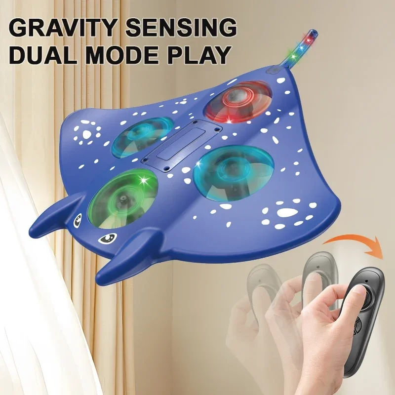 

Rc Manta Foam Glider Flying Quadcopter with Led Airplane 2.4G Stunt Remote Control Fighter Airplane Toy with Light Kids Gift