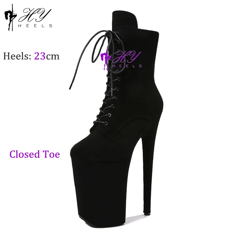 Sexy 17 20 23 26cm Stripper Pole Dance Ankle Boots Black Suede 7\