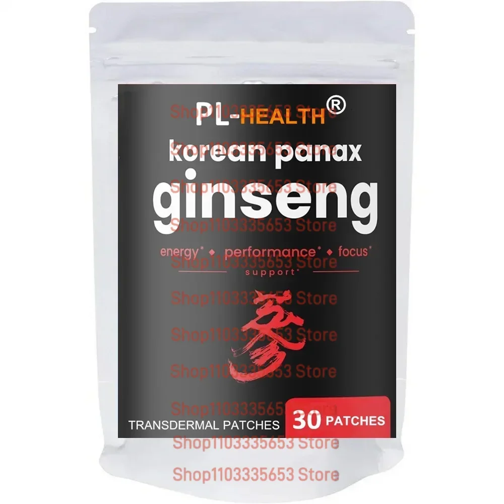 Patches transdermicos de raiz de ginseng vermelho coreano para energia, foco, desempenho, vitalidade e imune 30 patches