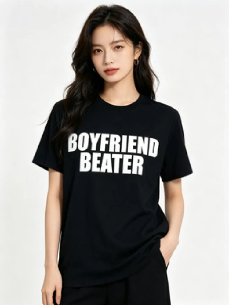 Boyfriend Beater Funny Girlfriend Women T-Shirt Humorous Sarcastic Joke Tee Novelty Gift Fashion Sleeve Outfit Aesthetic Clothes
