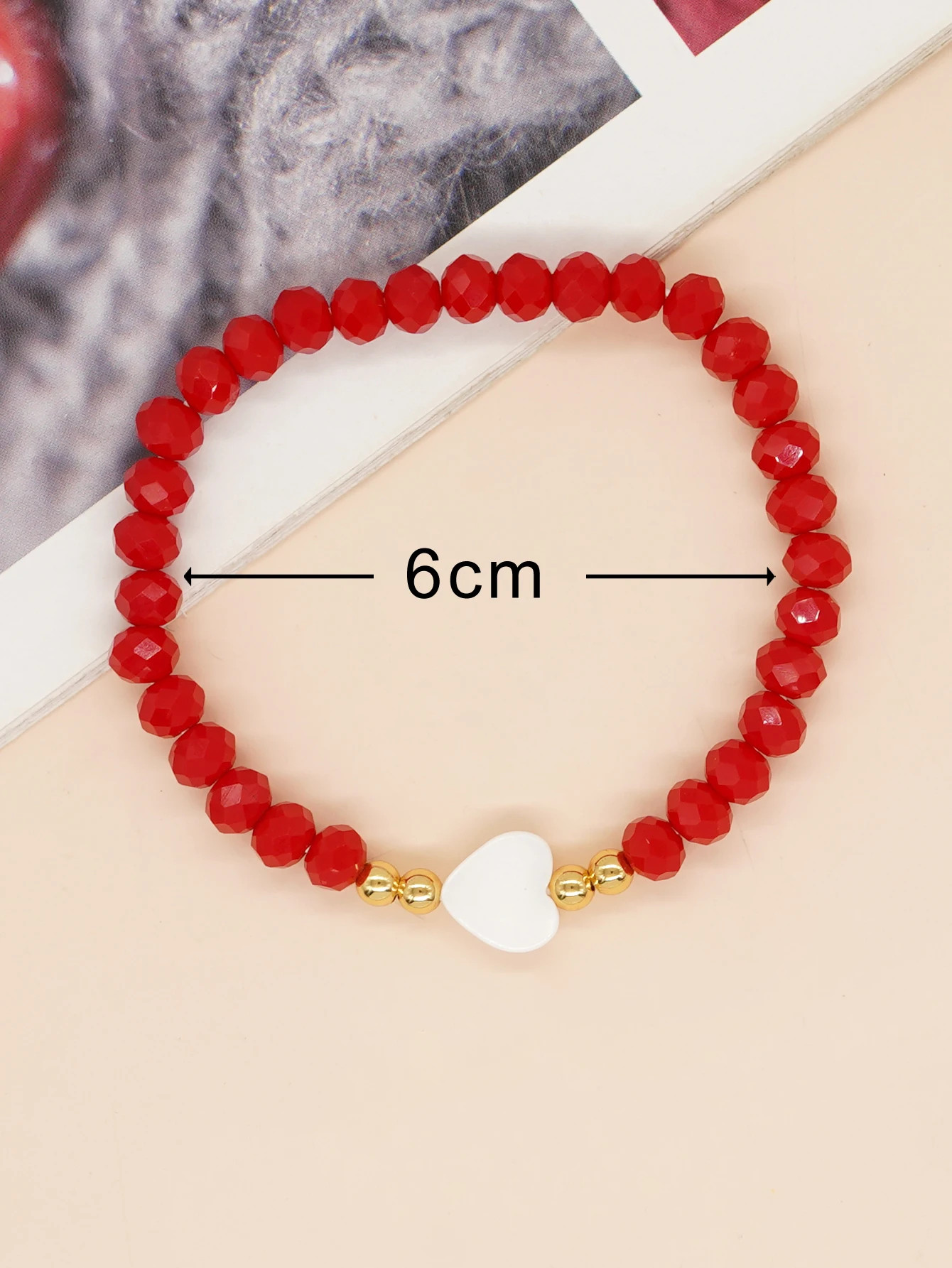 Go2boho Red&Pink Crystal Bead Shell Heart Bracelets For Women Summer Fashion Jewelry Best Friend Girlfriend Gift