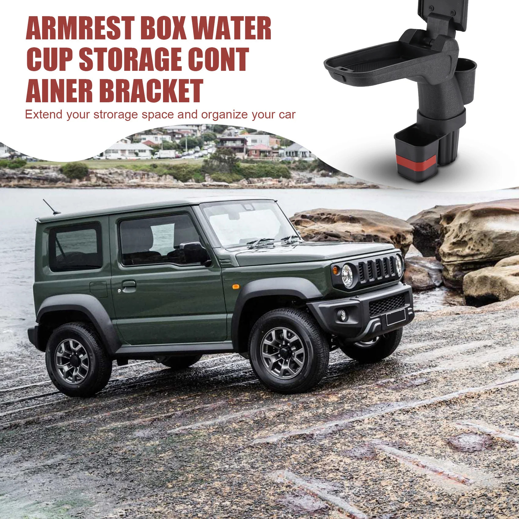 

Прочный ящик для хранения автомобиля, центральный подлокотник из искусственной кожи для Suzuki Jimny JB64W JB74W 2020 2021, аксессуары для интерьера