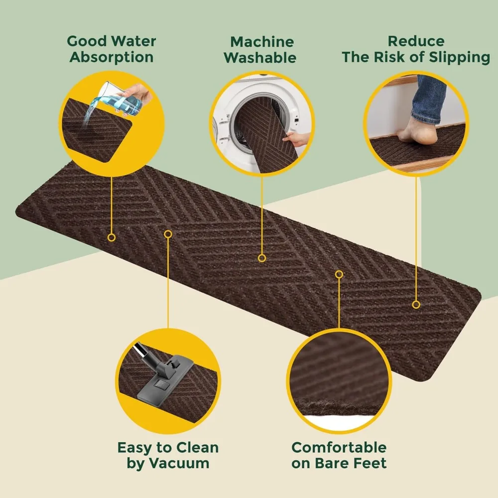 8 х 30 дюймов, набор из 15 шт., нескользящий ковер, лестничные ступени, нескользящий защитный ковер, нескользящая беговая дорожка для дома