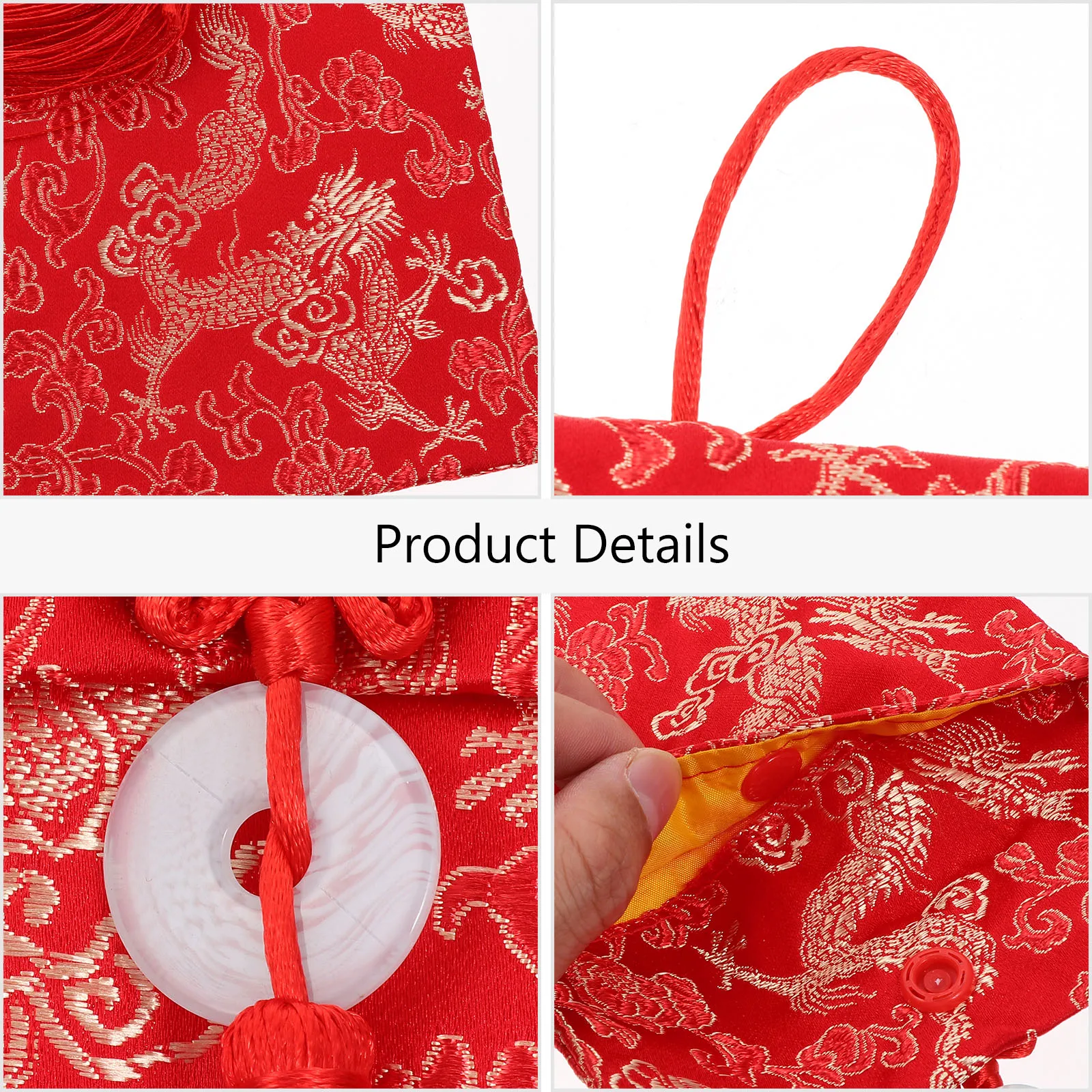 

Stamping Red Packets New Year Party Favors Brocade Envelopes Gift Money Storage Bags Cartoon Cattle Design Party
