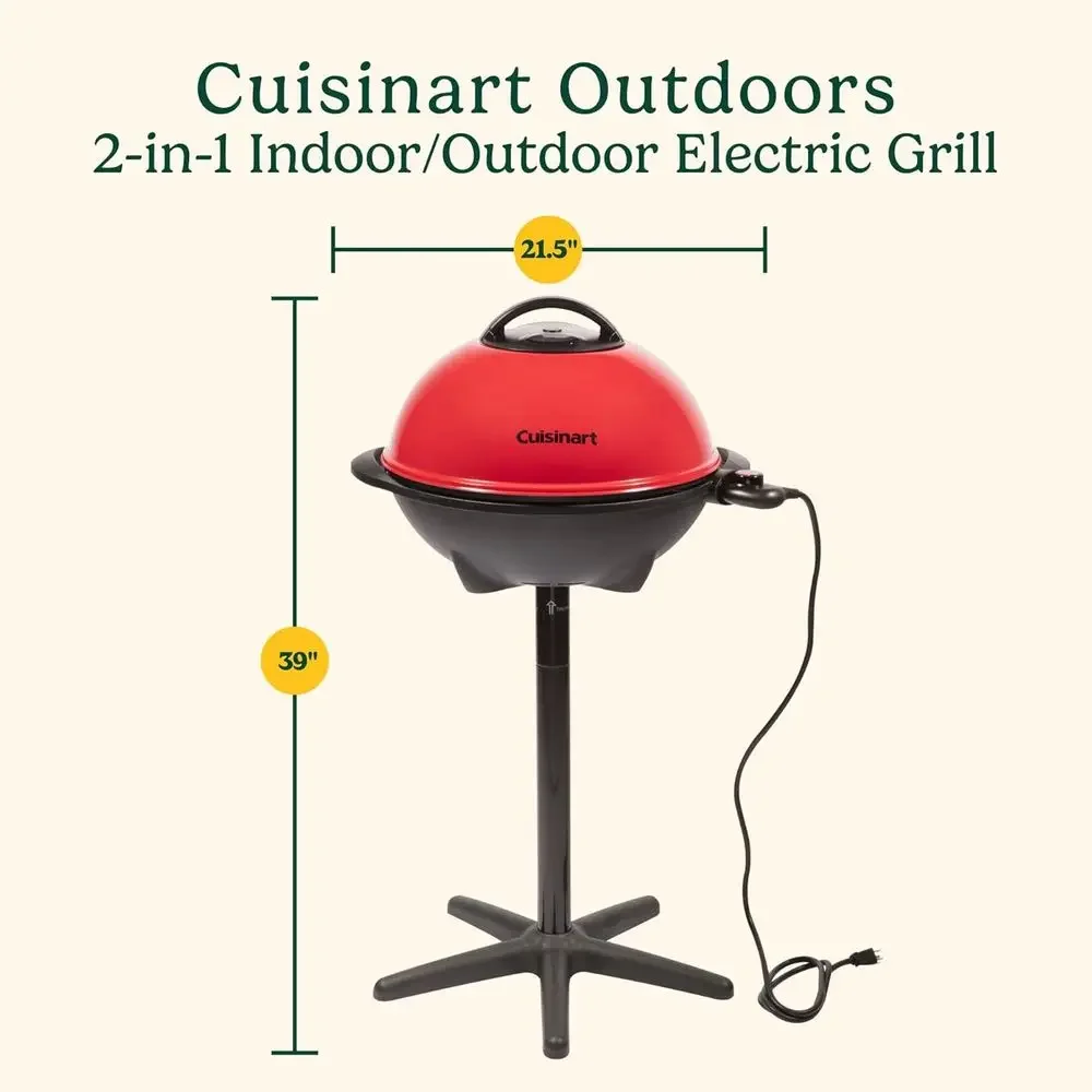 Versatile Indoor/Outdoor Electric BBQ Grill with Nonstick Surface and Adjustable Heat for Portable Cooking